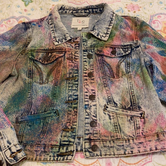 Girls Colorful Jean Jacket Size L Thread and Supply Brand 😊 - Picture 8 of 12